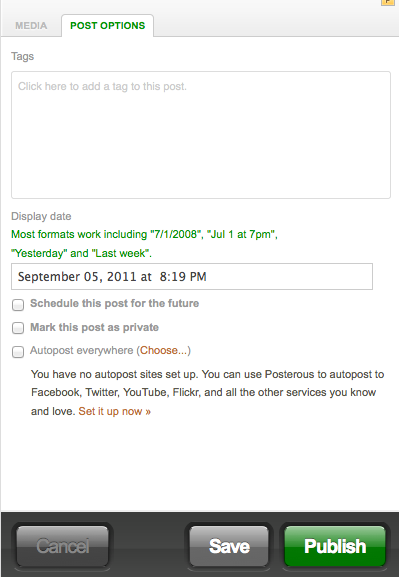 create and Schedule post on Posterous