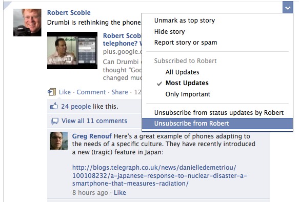 unsubscribe on facebook via post
