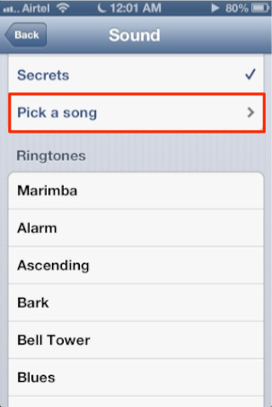 set song as alarm in iphone